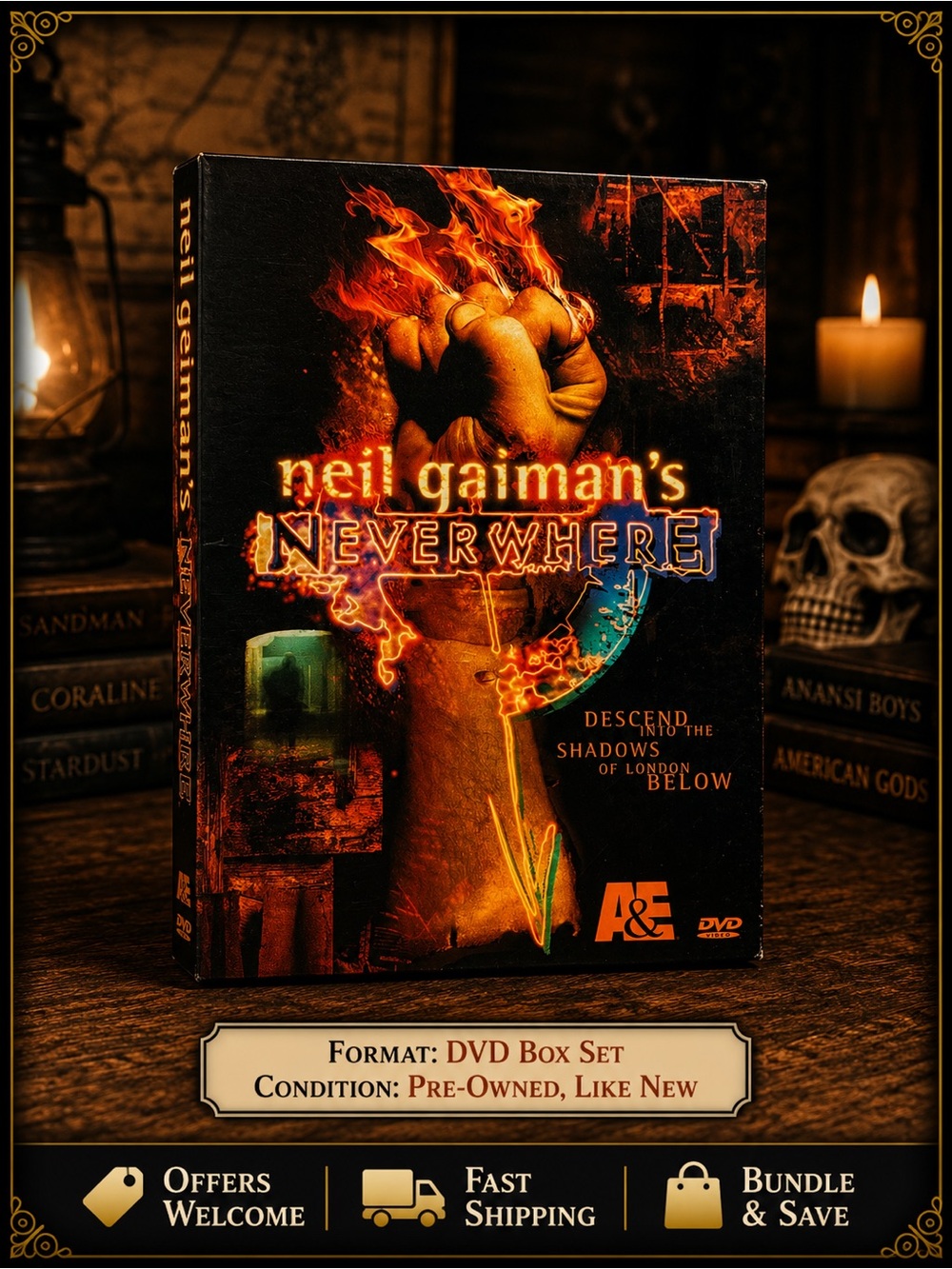 Neil Gaiman’s Neverwhere DVD 2-Disc BBC Mini Series A&E Fantasy Cult Classic